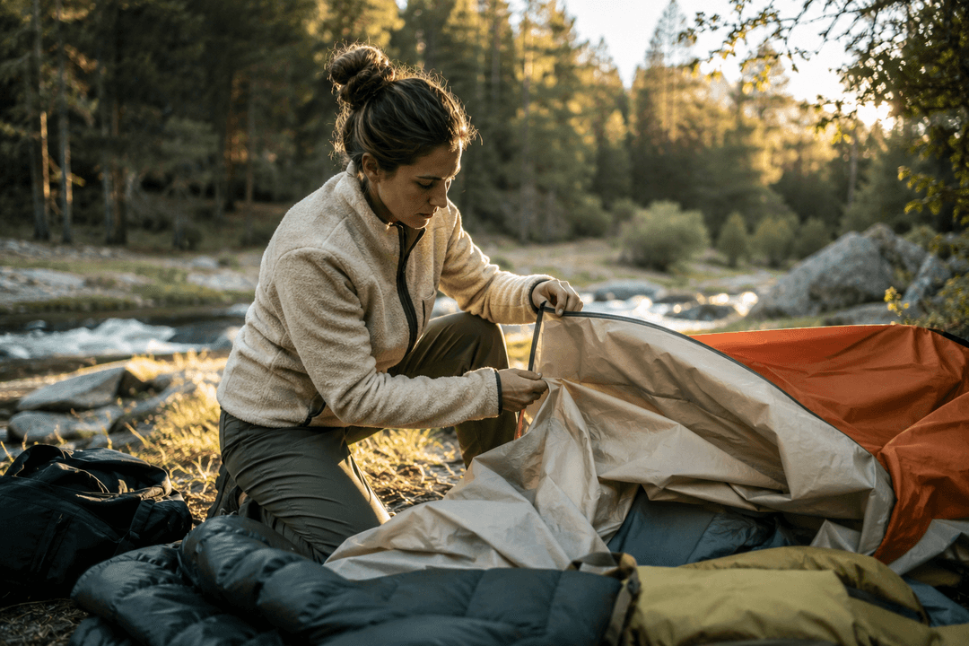 bien dormir en camping dans une tente au lever du soleil
